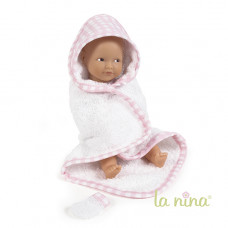 Capa de baño anita con manopla cuadros rosa La nina